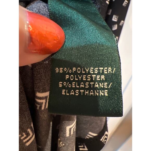 Ralph Lauren Black White Geometric Wrap Bodice Fit & Flare Dress Size 12 Career - Picture 6 of 11